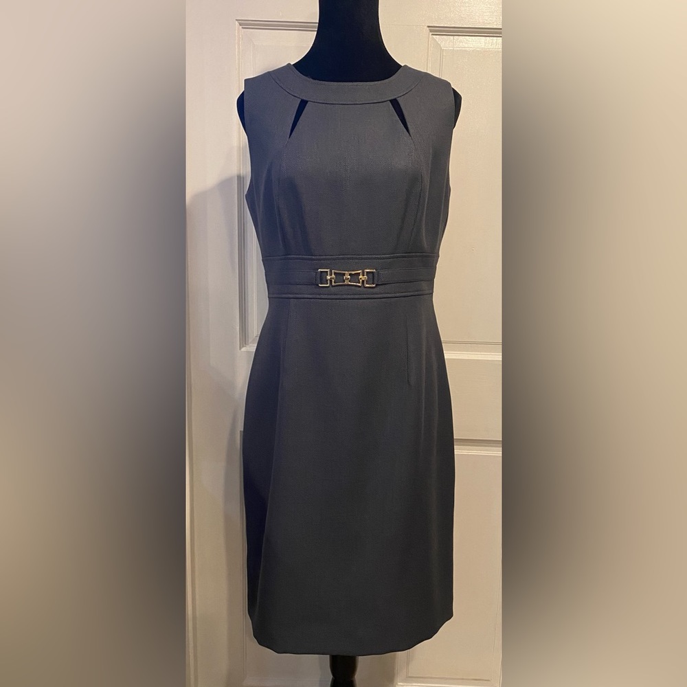 Arthur Levine for Tahari Grey Herringbone Sheath
